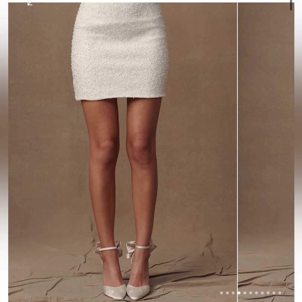 Beaded white Meshki skirt